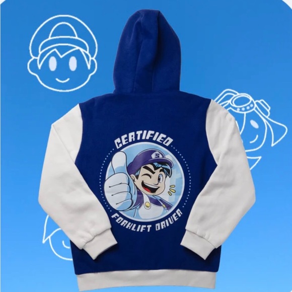 Certified Forklift Driver Reversible Hoodie - Blue & White Black & Purple Unisex - Picture 2 of 9